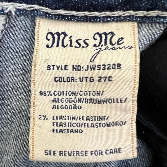 Miss Me Embellished Distressed Boot Cut Blue Jeans - Size 30 - Picture 15 of 16